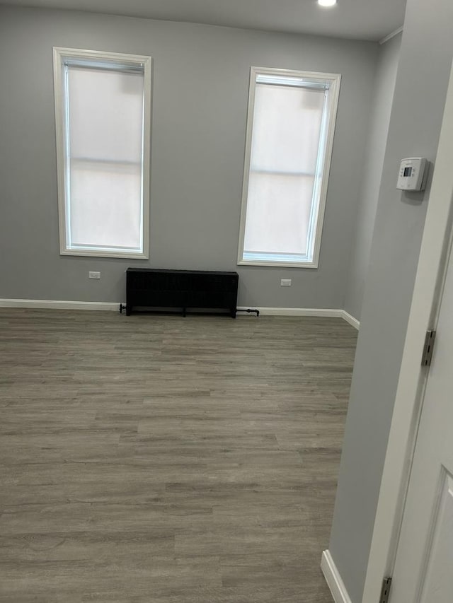 empty room with light hardwood / wood-style floors