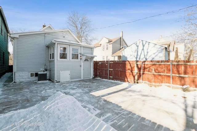 view of snow covered patio