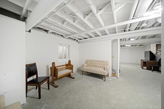 sitting room with concrete floors