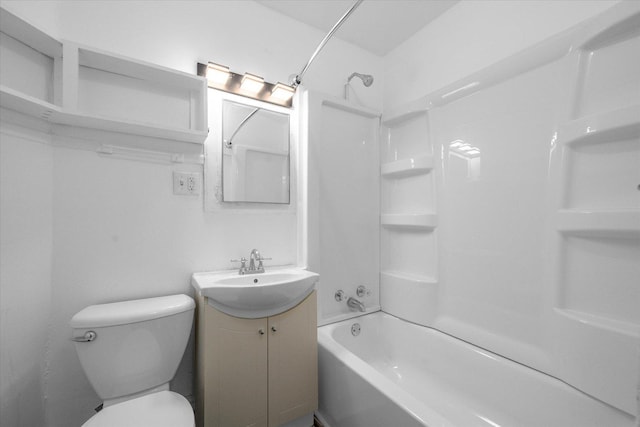 full bathroom featuring vanity, toilet, and bathtub / shower combination