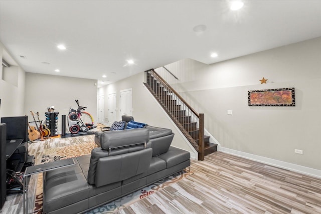 living room featuring light hardwood / wood-style floors