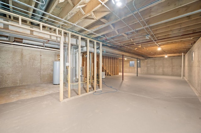 basement featuring gas water heater