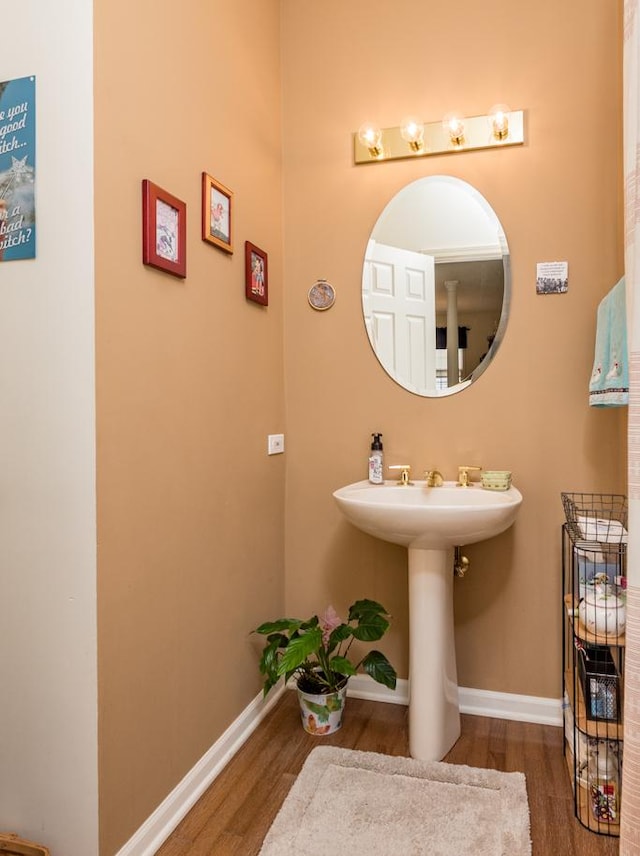 bathroom featuring sink and hardwood / wood-style floors