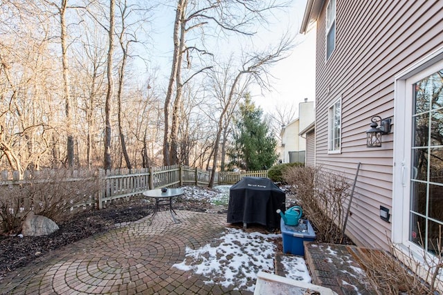 view of patio / terrace featuring a grill