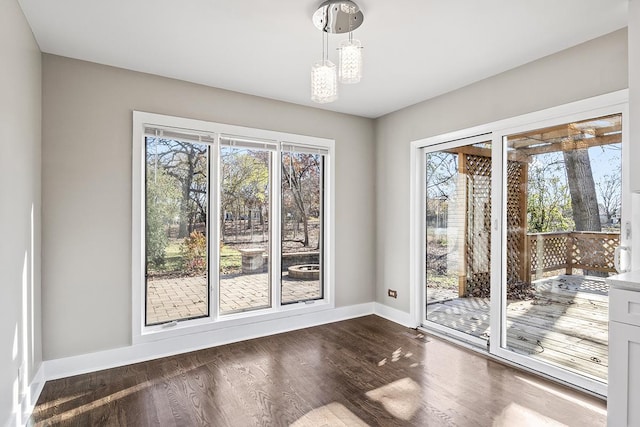 interior space with dark hardwood / wood-style floors