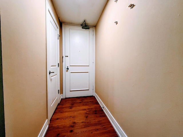 doorway featuring dark hardwood / wood-style floors