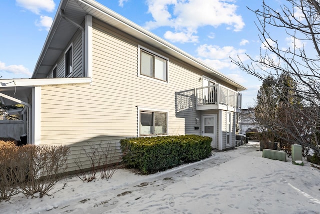 view of property exterior with a balcony