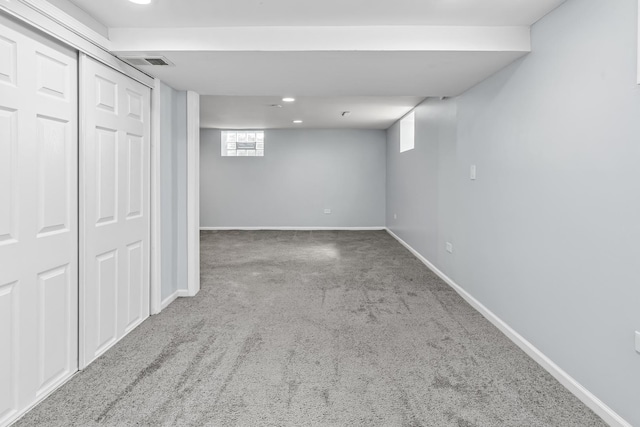 basement featuring carpet floors