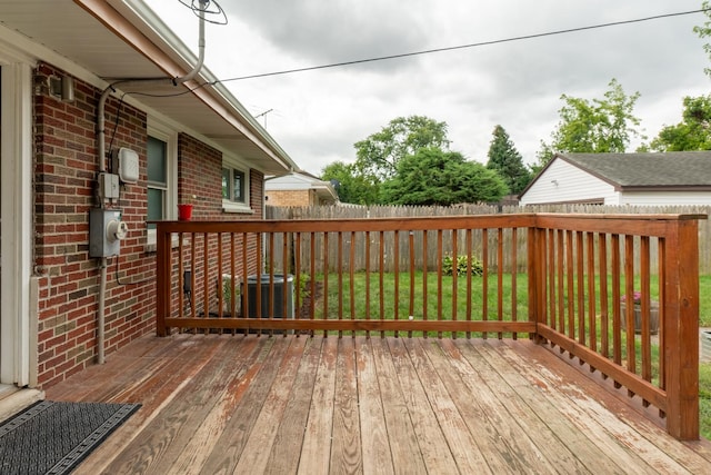 wooden deck with cooling unit