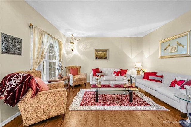 living room featuring hardwood / wood-style flooring