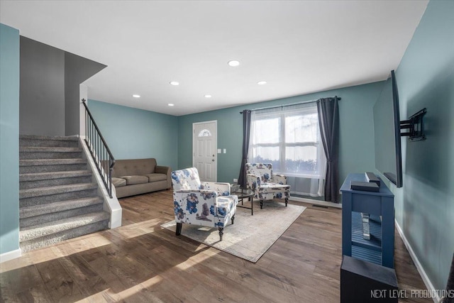 living room with wood-type flooring