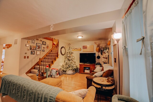 living room featuring wood-type flooring