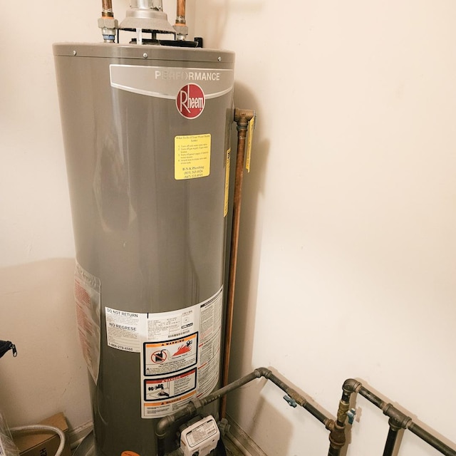 utility room featuring water heater