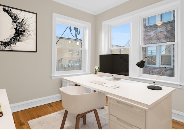 office space featuring light hardwood / wood-style flooring