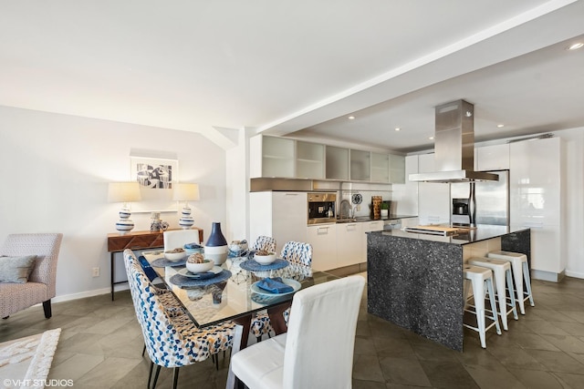 dining area with sink