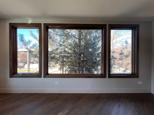 interior space featuring baseboards and wood finished floors