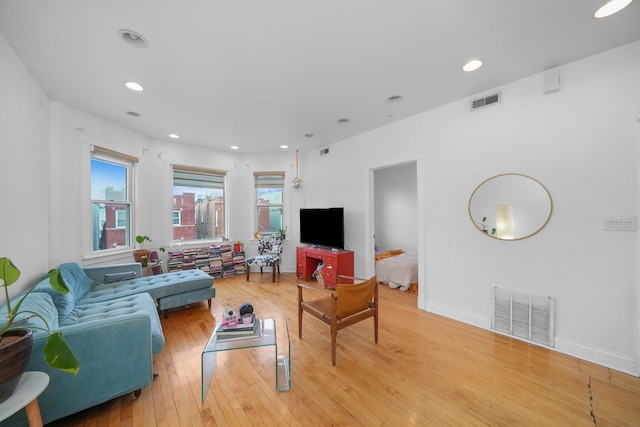 living room featuring light hardwood / wood-style floors