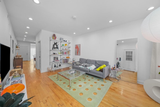 living room with light wood-type flooring