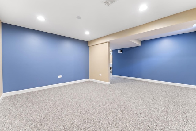 basement with carpet