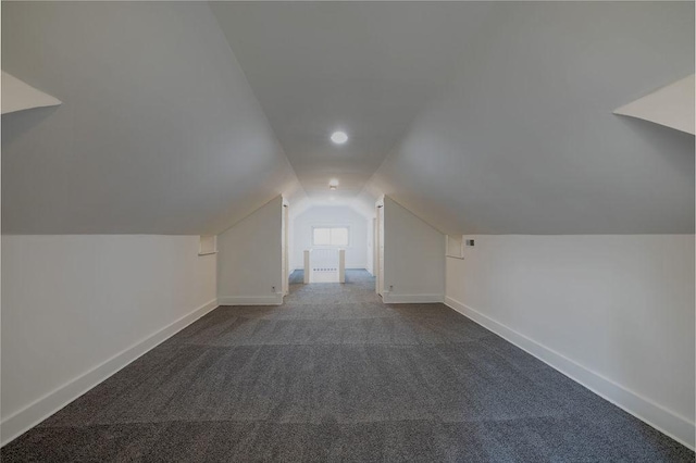 additional living space featuring carpet and vaulted ceiling