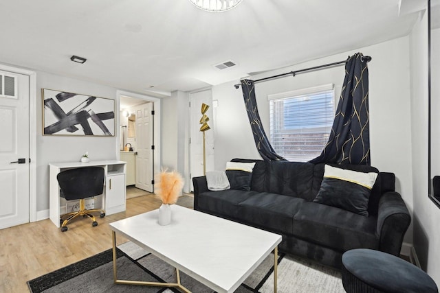 living room with light wood-type flooring