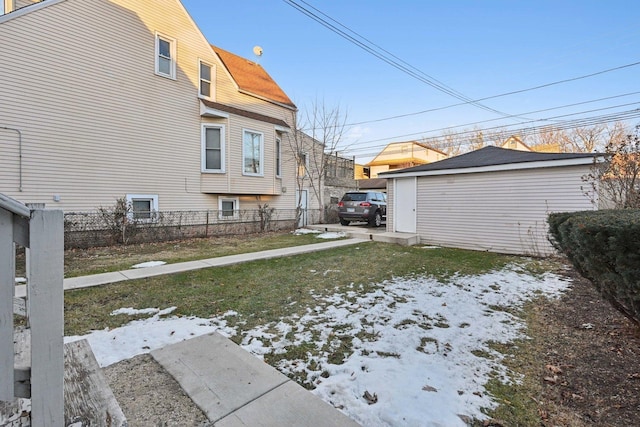 view of yard covered in snow