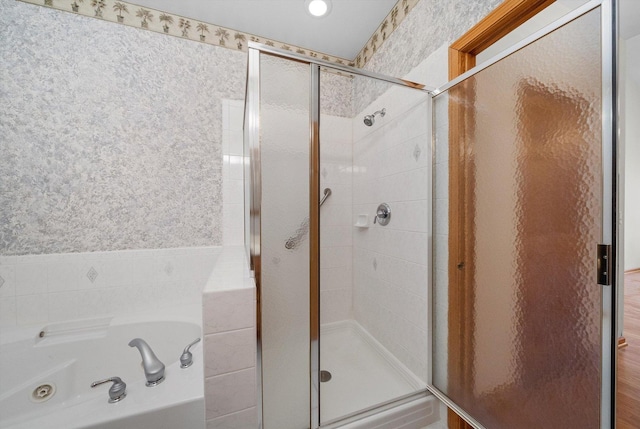 bathroom with independent shower and bath