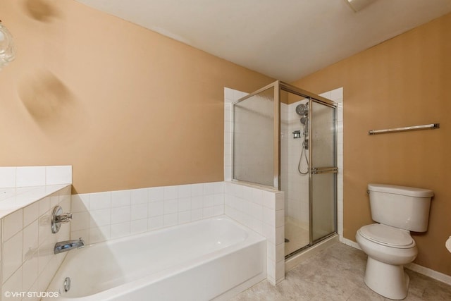 bathroom featuring plus walk in shower and toilet