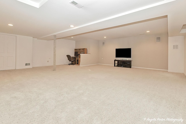 basement featuring carpet floors