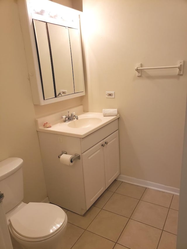 bathroom with tile patterned floors, vanity, and toilet