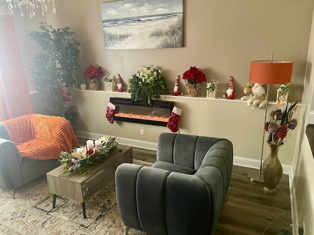 living area featuring hardwood / wood-style flooring