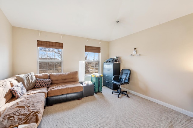 office area with baseboards and carpet