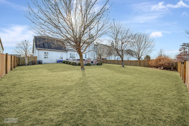 view of yard featuring a fenced backyard