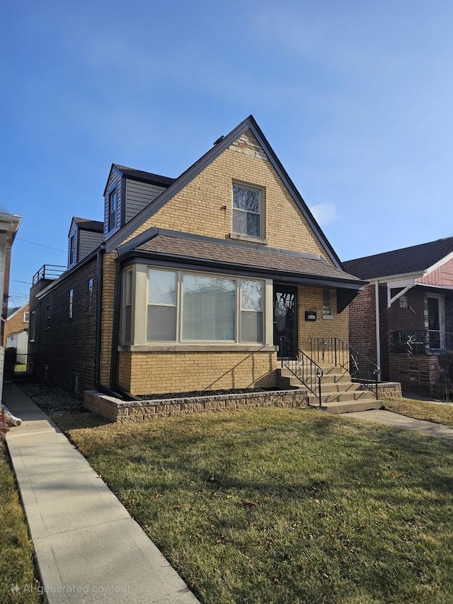 view of front of property featuring a front yard