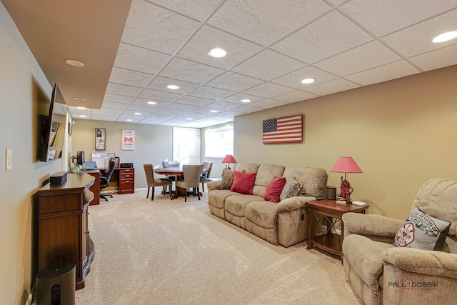 living room with light carpet