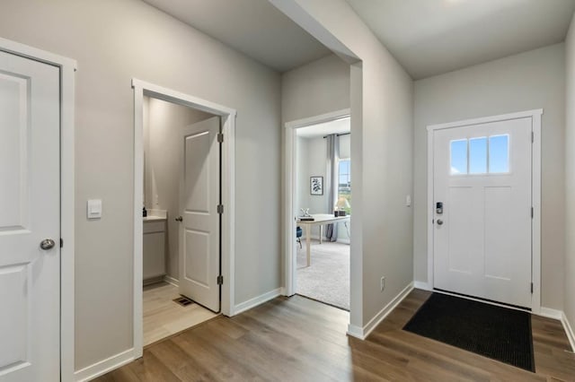 entrance foyer featuring plenty of natural light and wood-type flooring