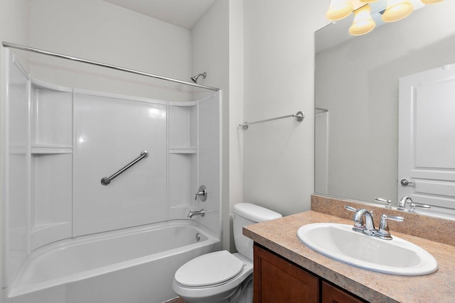 full bathroom with vanity, toilet, and shower / bath combination