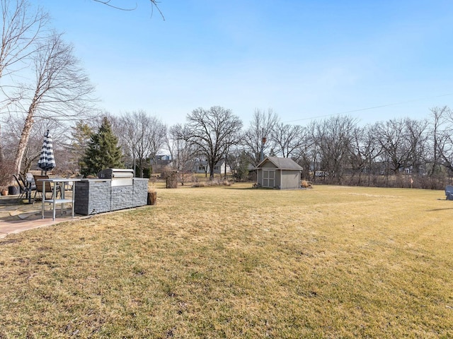 view of yard with an outdoor structure