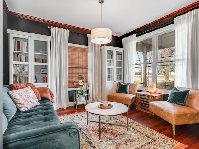 living area featuring hardwood / wood-style flooring