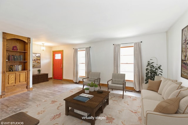 living room featuring light hardwood / wood-style floors