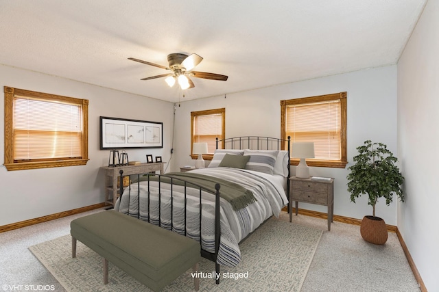 bedroom featuring carpet and ceiling fan