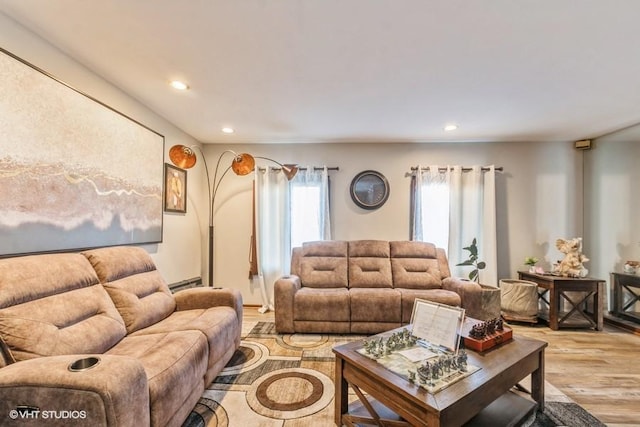 living room with light wood-type flooring