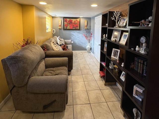 sitting room with light tile patterned flooring