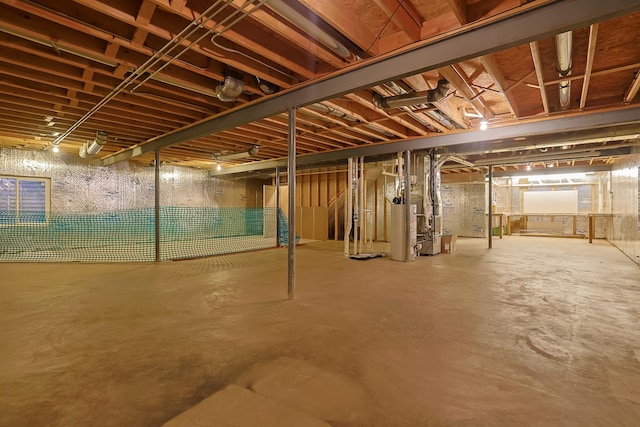 basement with water heater