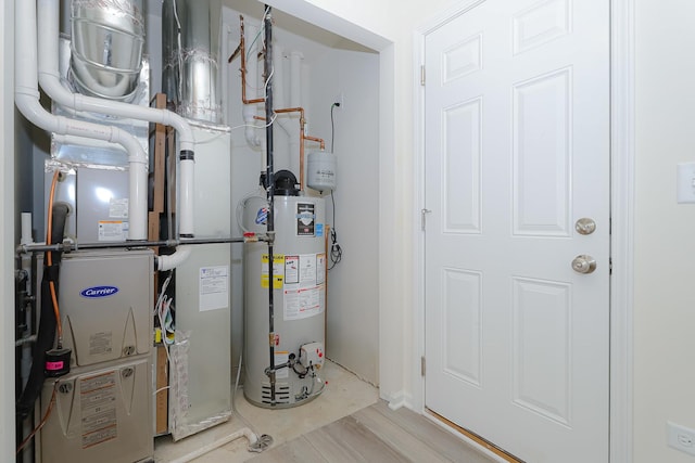 utilities with heating unit and gas water heater