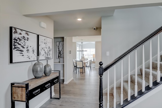 interior space with light hardwood / wood-style flooring