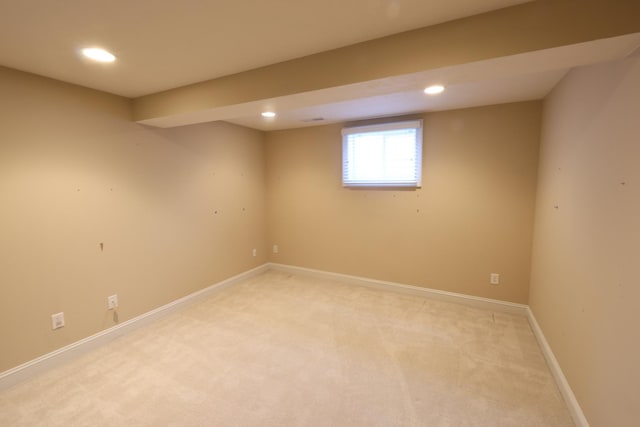 basement featuring carpet