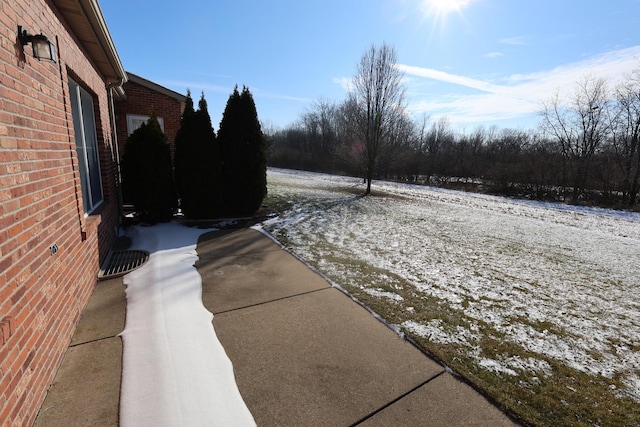 view of yard covered in snow