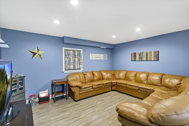 living room with light wood-type flooring