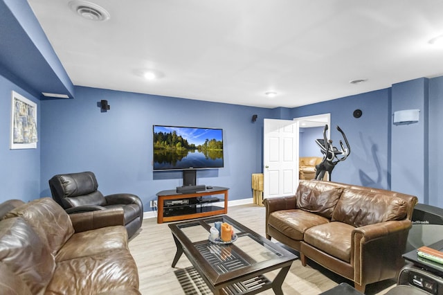 living room featuring light hardwood / wood-style flooring